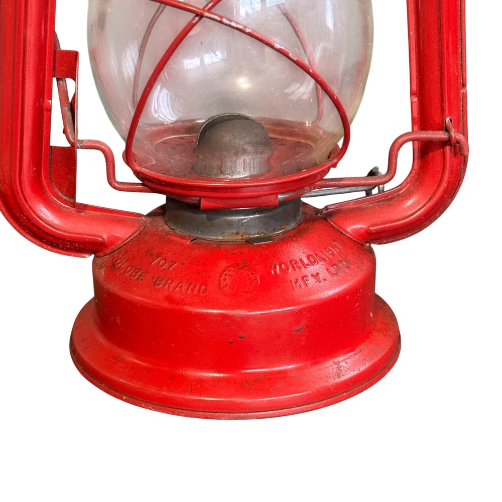 Vintage Red Globe Brand No 707 Kerosene Lantern Worldlight Hong Kong - Picture 3 of 6